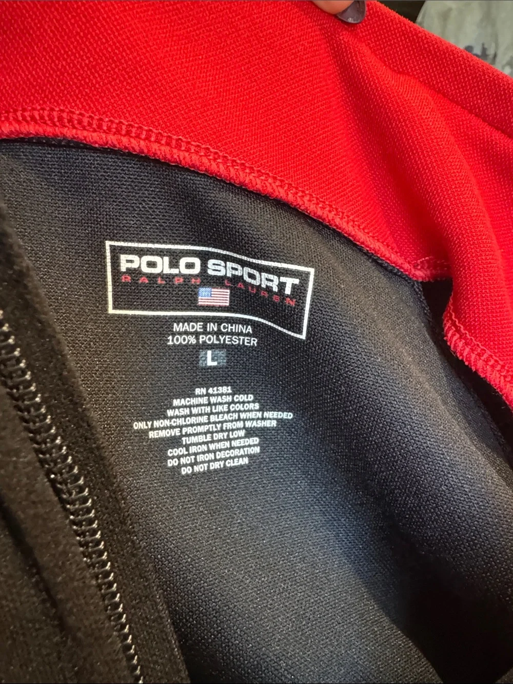 Polo by Ralph Lauren Black Lightweight Half-Zip with Red Collar #571